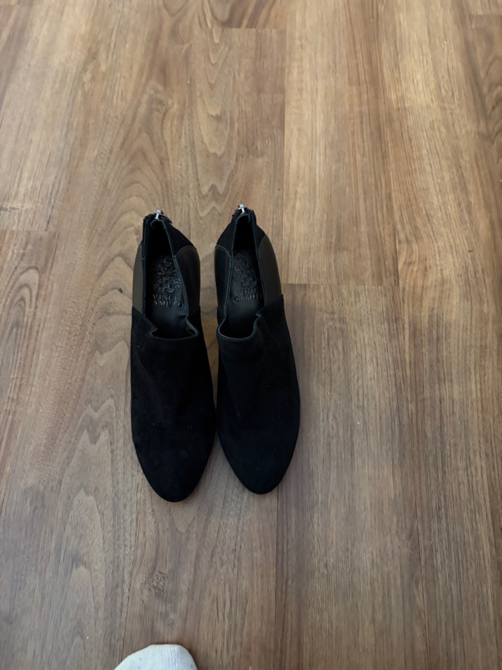 Vince Camuto Black Suede Slip-On heels with back zipper